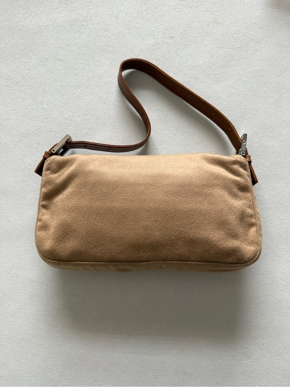 Vintage Fendi Brown Wool Baguette Shoulder Bag - Picture 2 of 10